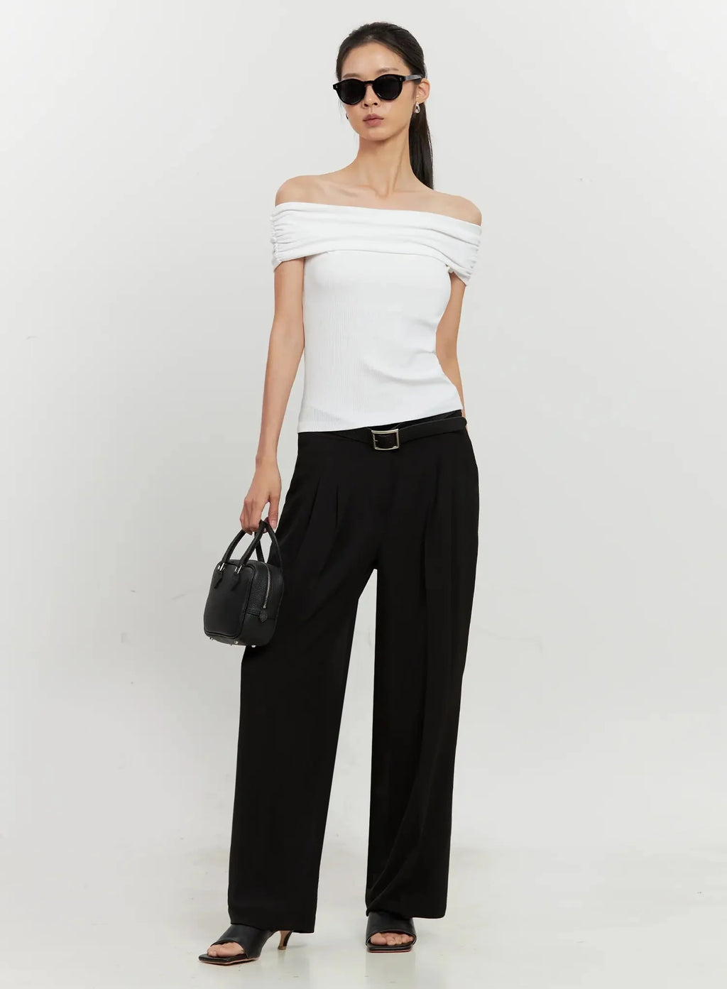 Chic Pintuck Wide-Leg Slacks IS516