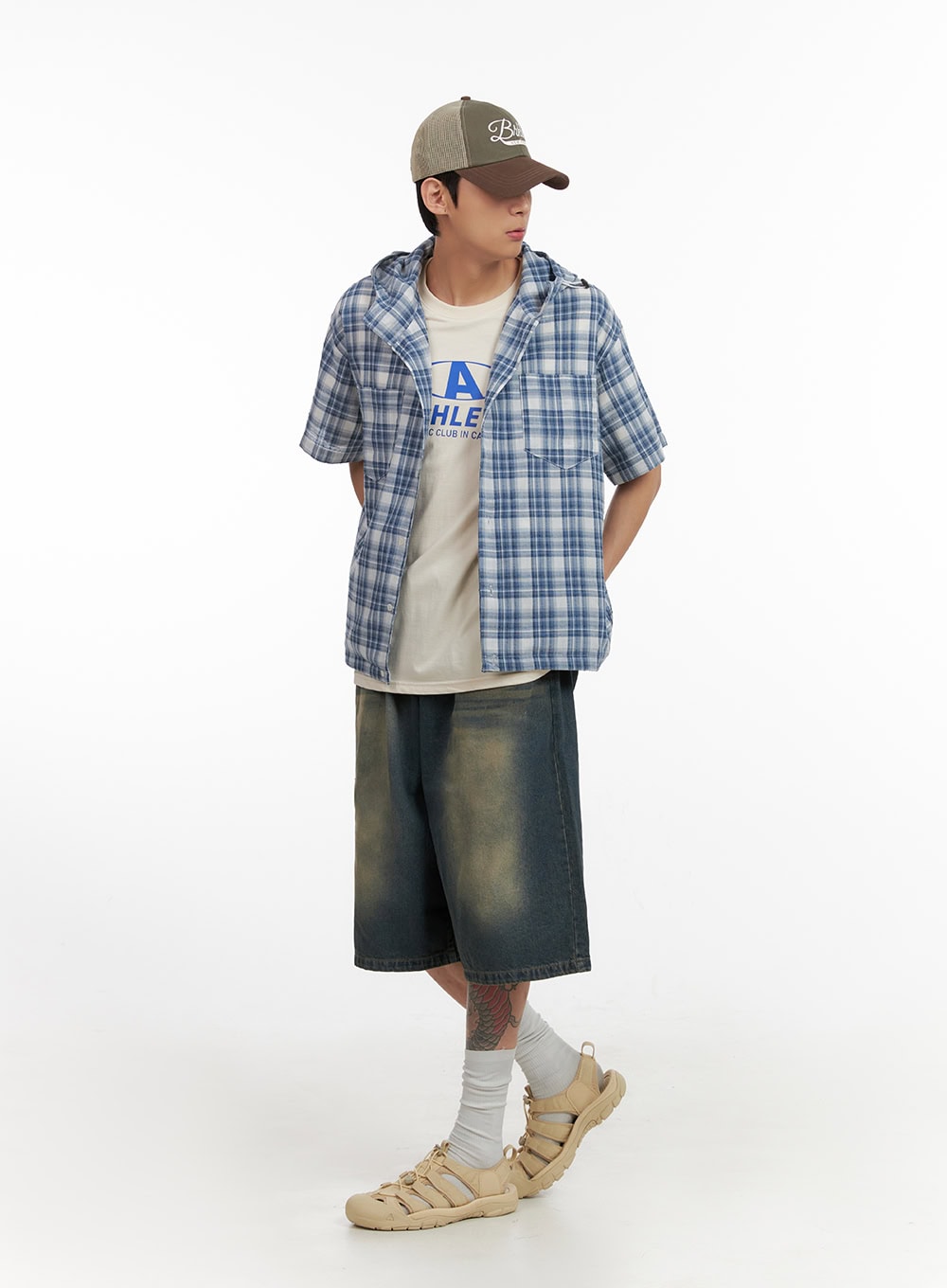 Men's Denim Washed Shorts (Blue) IL404