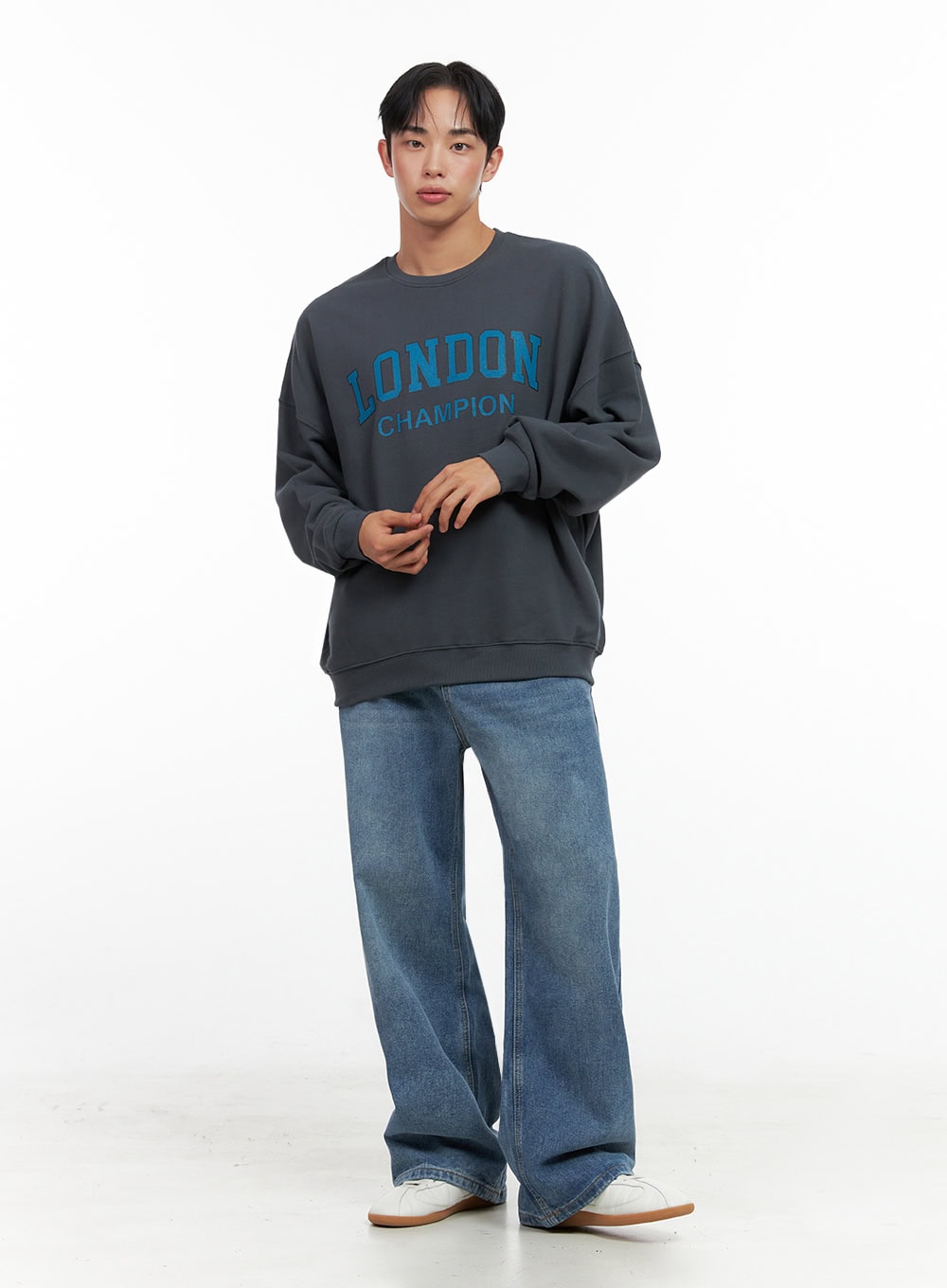 Men's Washed Wide-Leg Jeans IN426