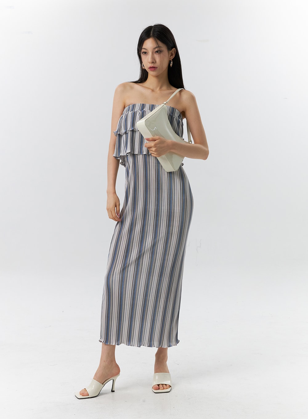 Frill Stripe Maxi Dress IL326