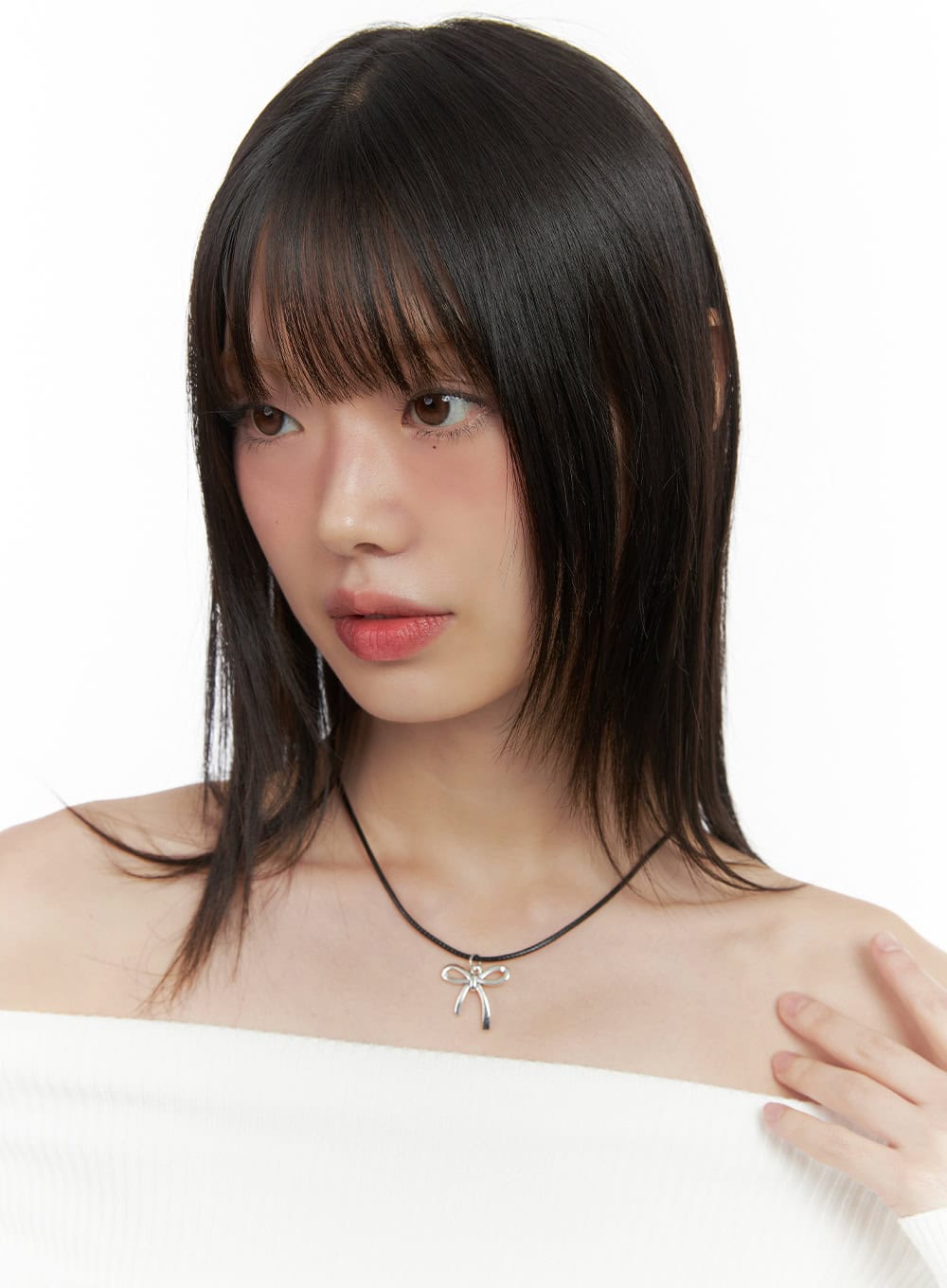 Ribbon Black Necklace IO418