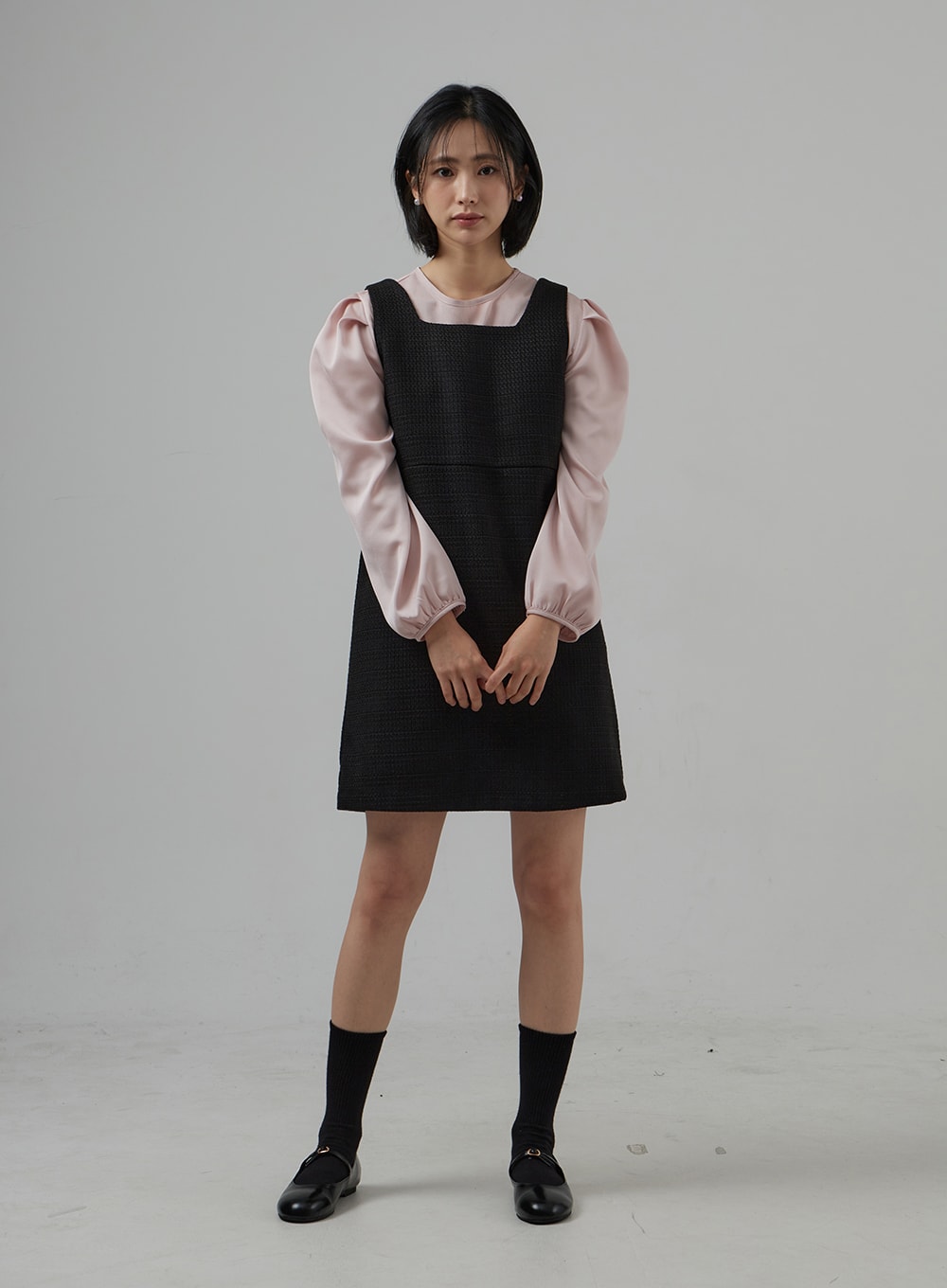 Square Neck Sleeveless Tweed Mini Dress OD29