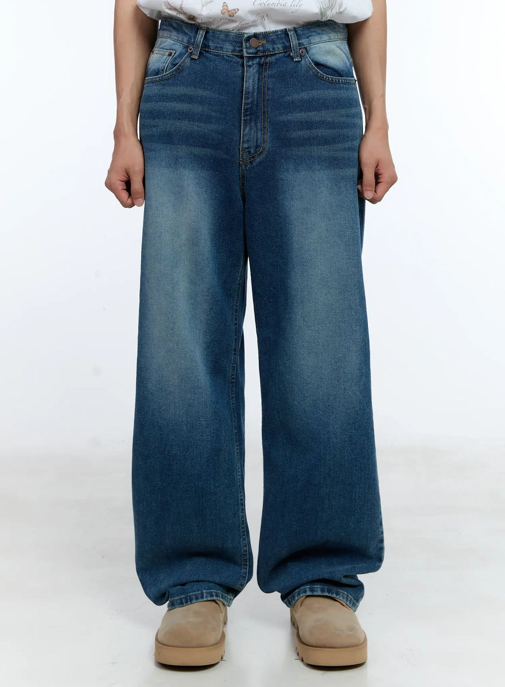 Men's Distressed Wide-Leg Denim Jeans IL515