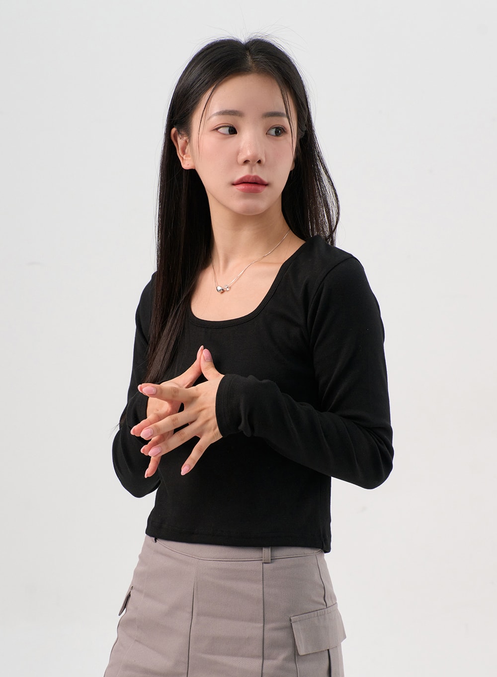 U-Neck Long Sleeve Top OS302