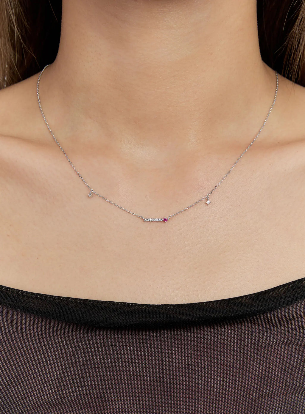 Red Cubic Charm Necklace IS517