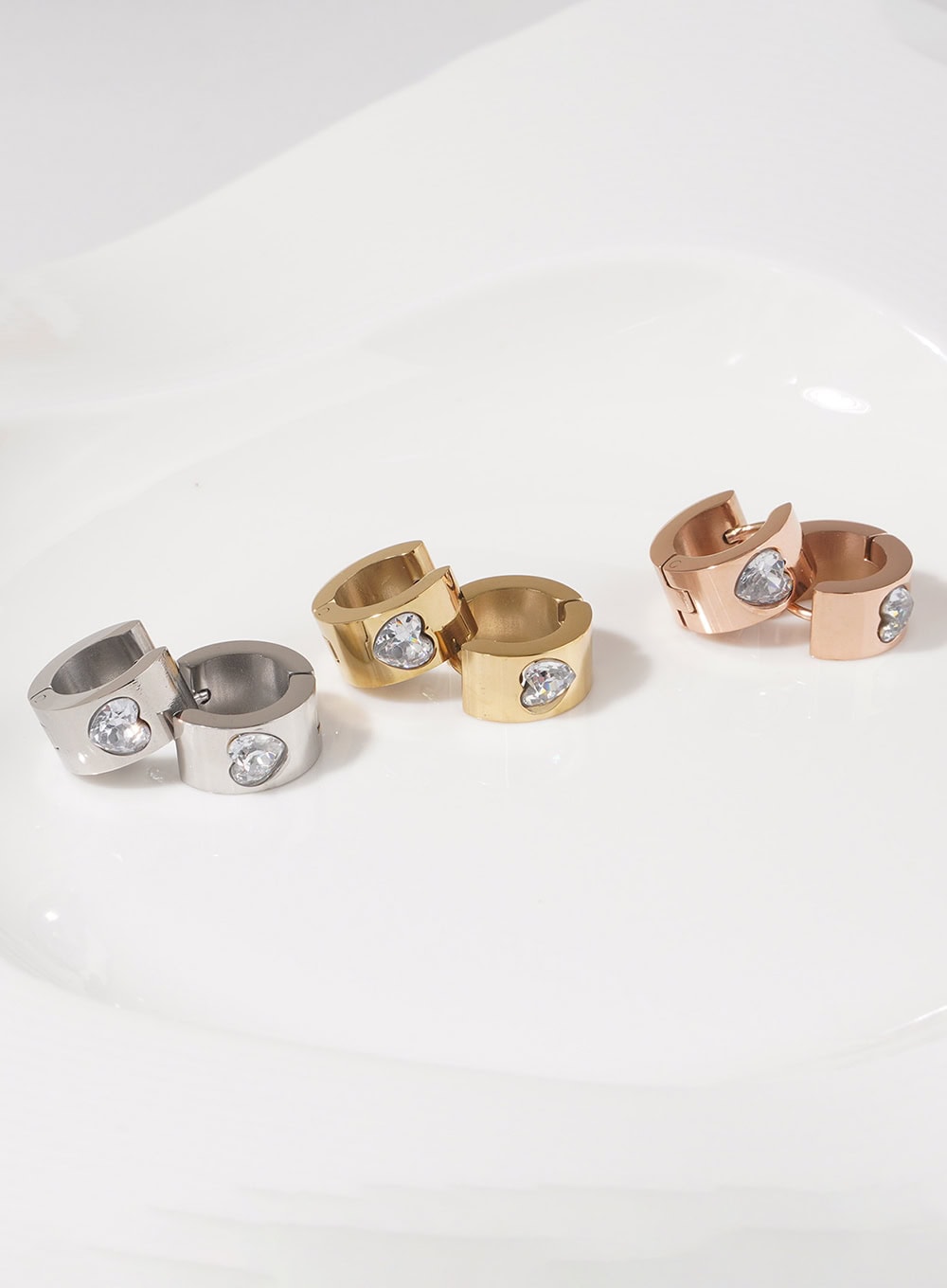 Heart Cubic Ring Earrings IL404