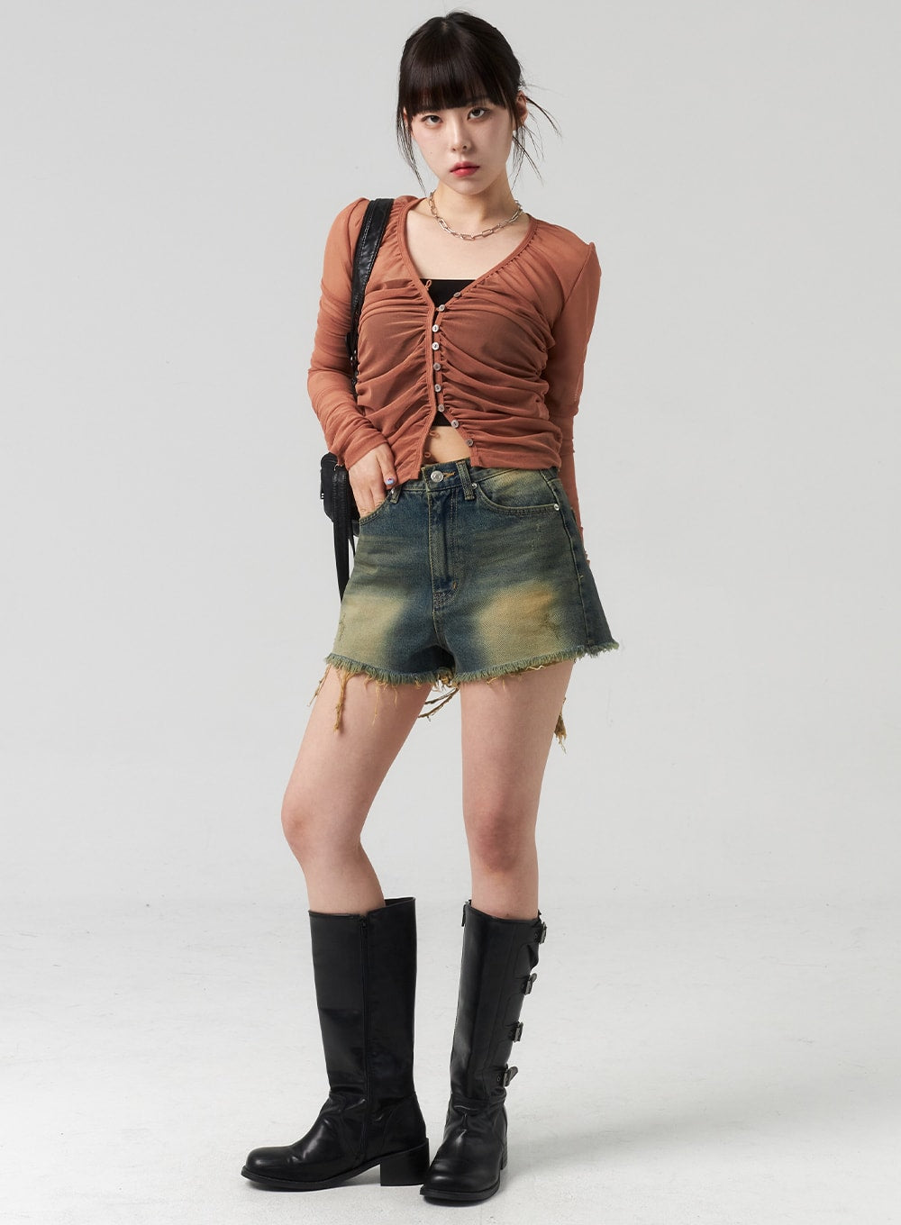 Ripped Hem Denim Shorts CL314