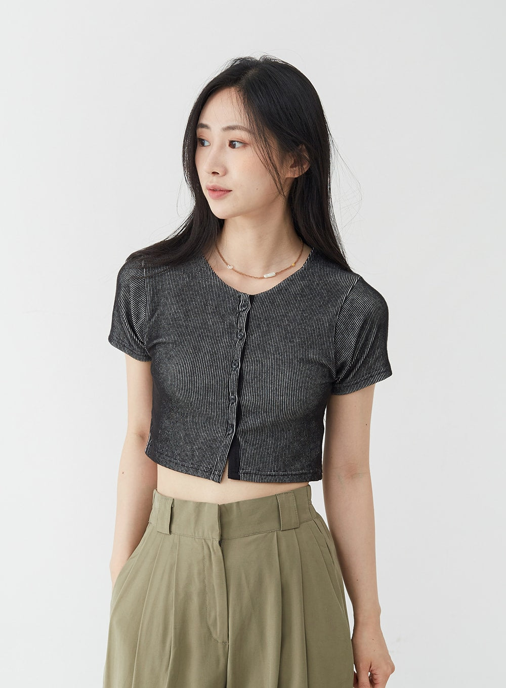 Basic Round Neck Cropped Cardigan OU1