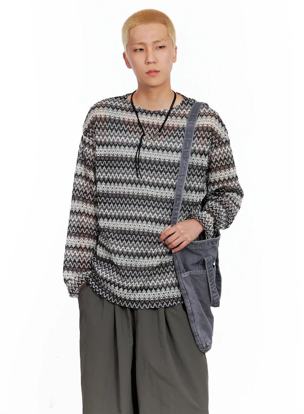 Men's Grunge Mesh Long-Sleeve Tee IL511