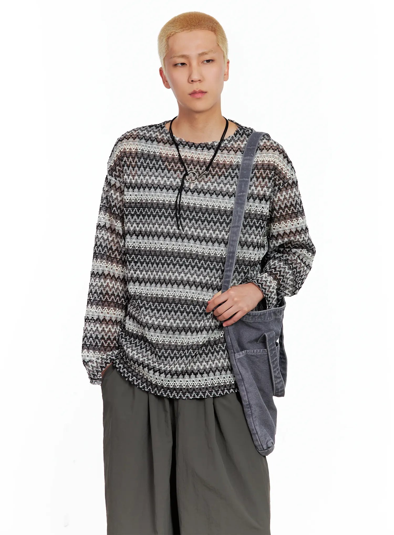 Men's Grunge Mesh Long-Sleeve Tee IL511