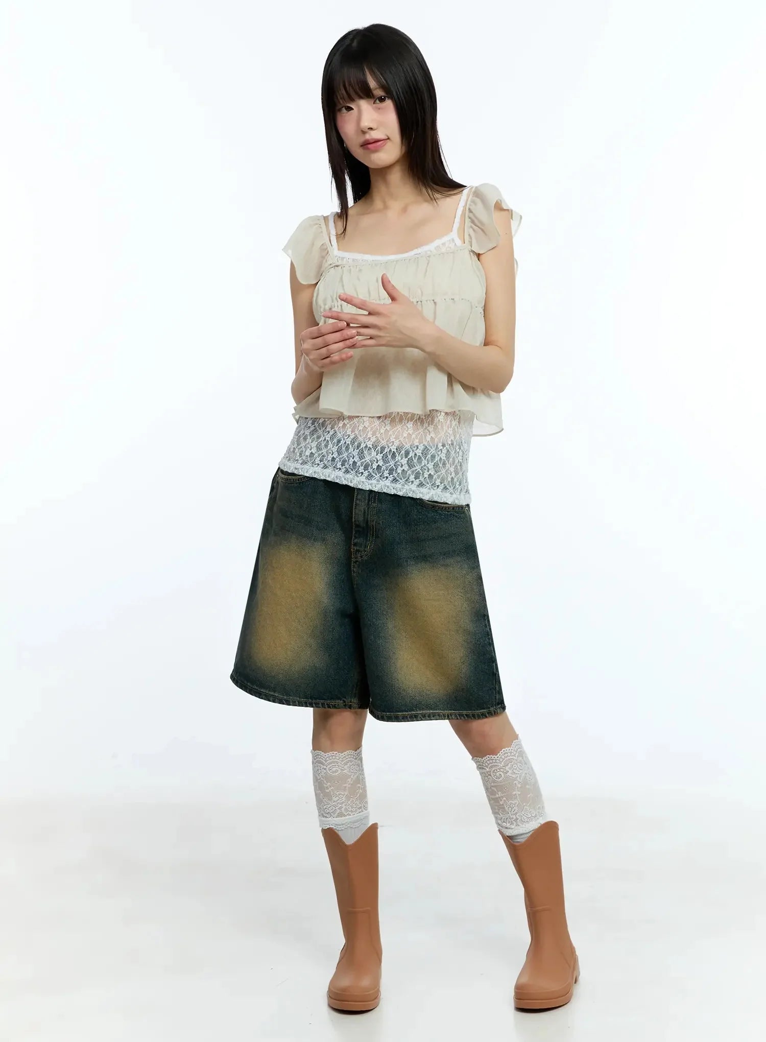 Vintage Washed Wide-Fit Jorts IU523