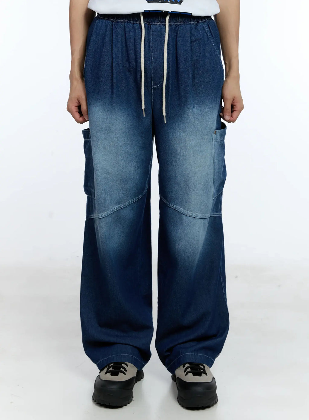 Men's Rivet Detail Wide Jeans IL517