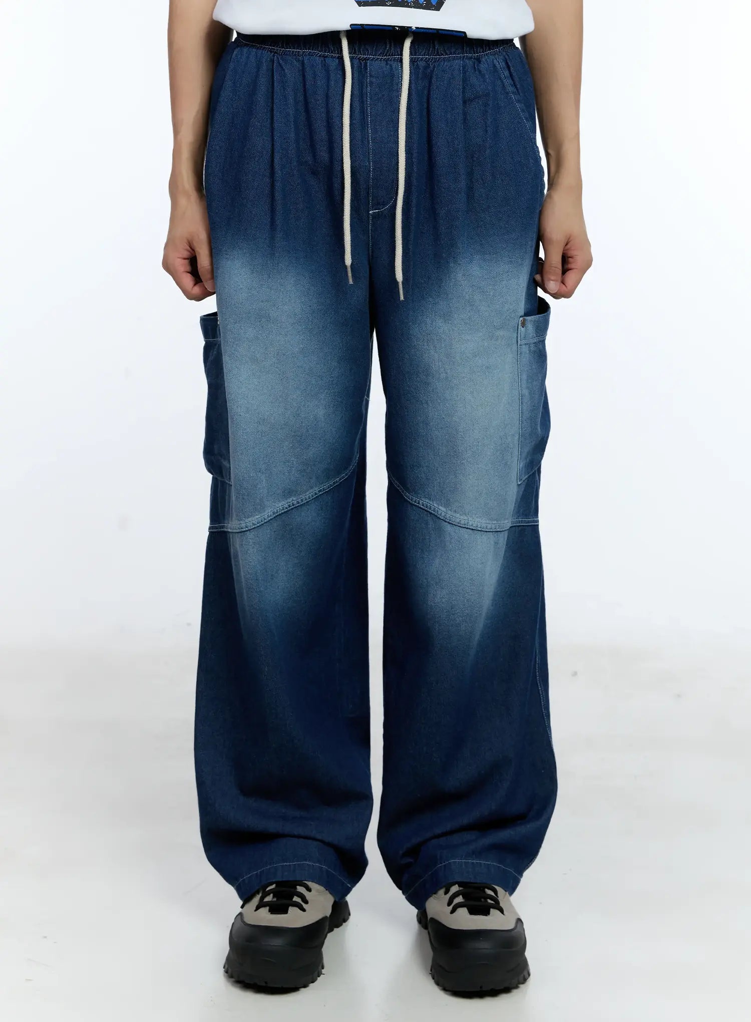 Men's Rivet Detail Wide Jeans IL517