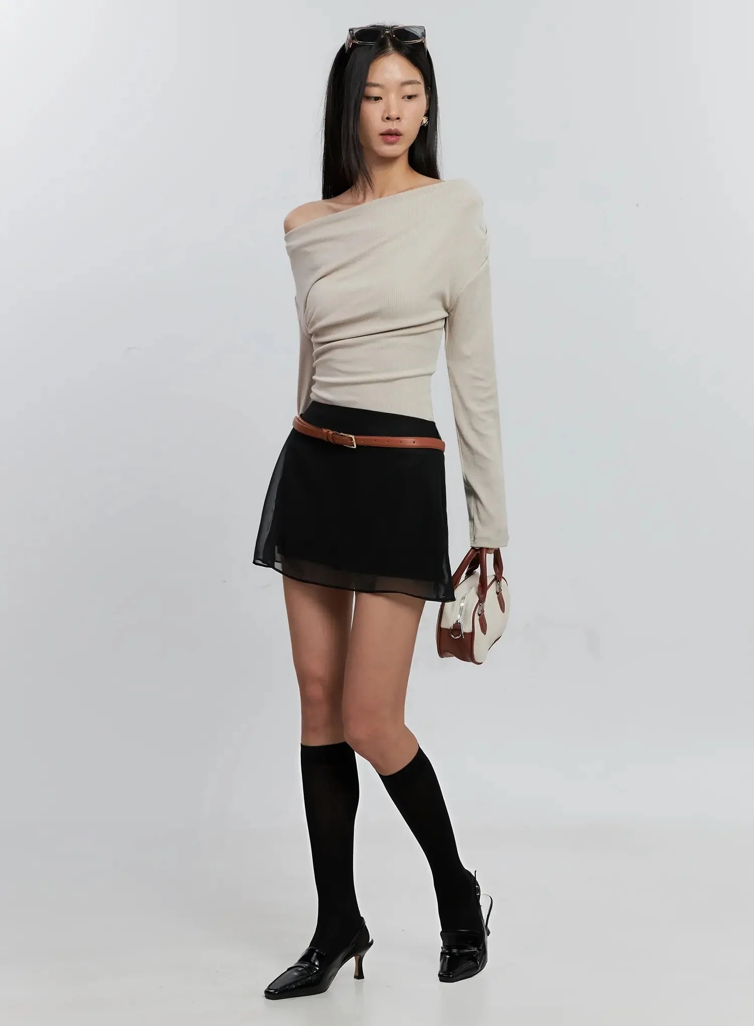 Sheer Chiffon Mini Skirt IS516