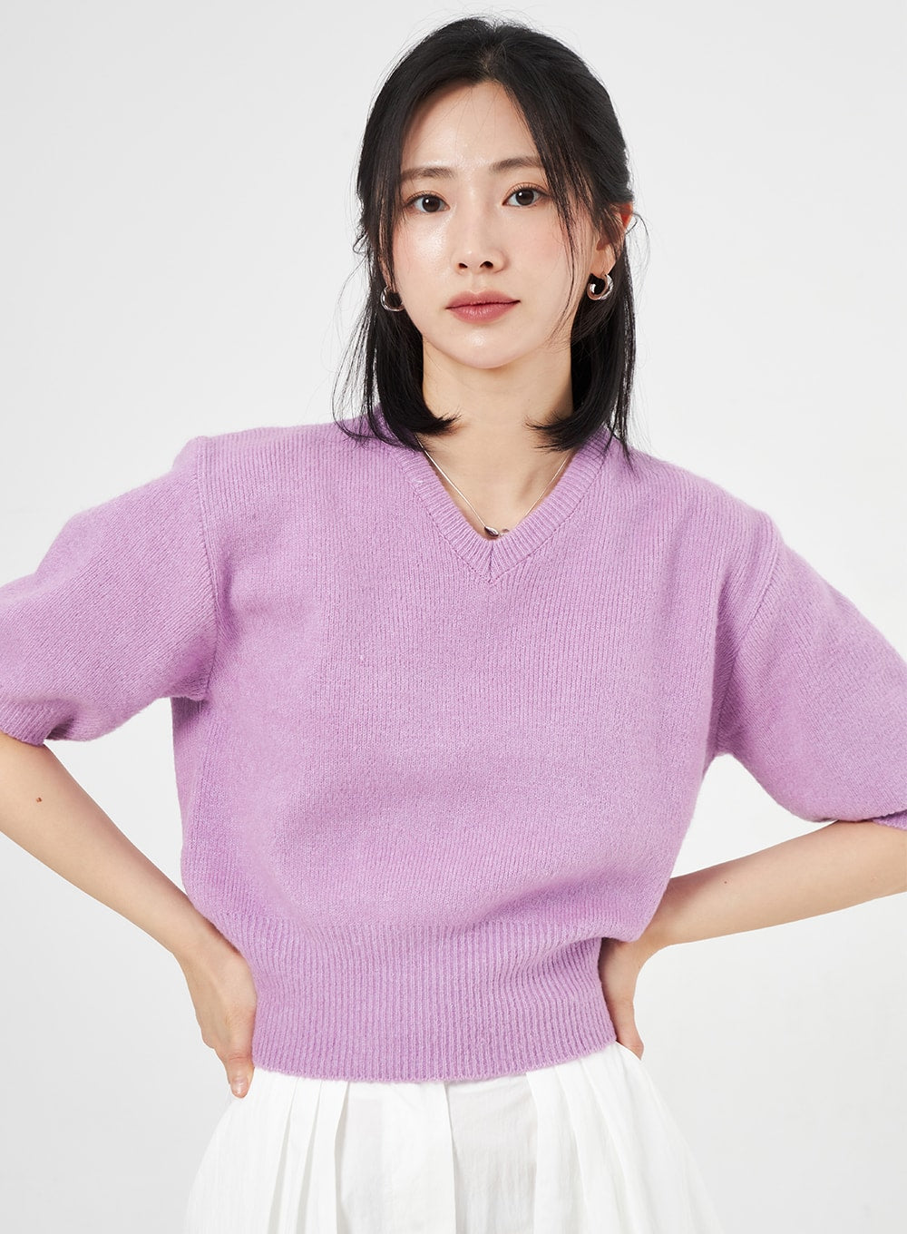 Half Sleeve V-Neck Sweater OA305
