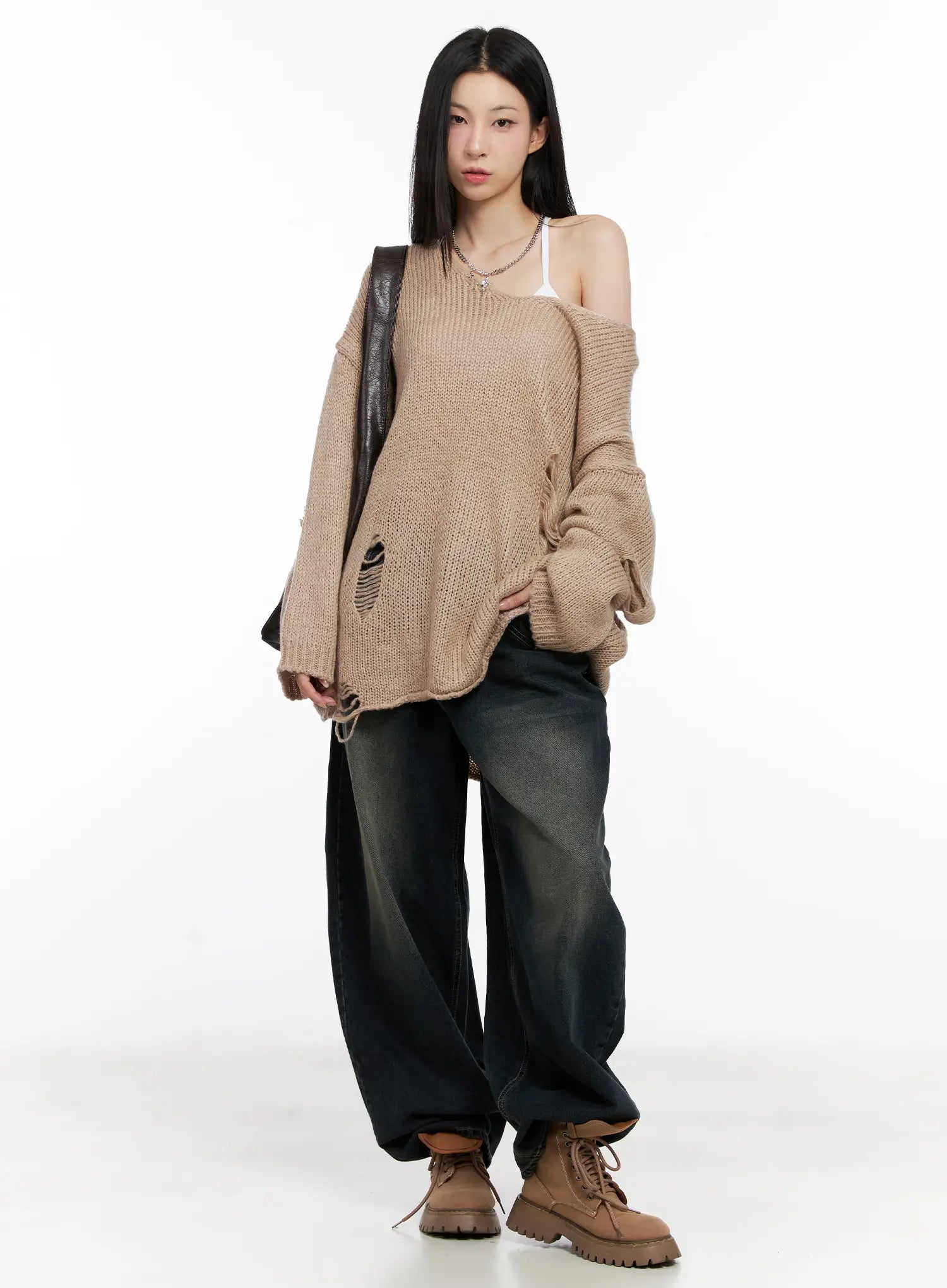 Distressed Loose Knit Sweater CG522