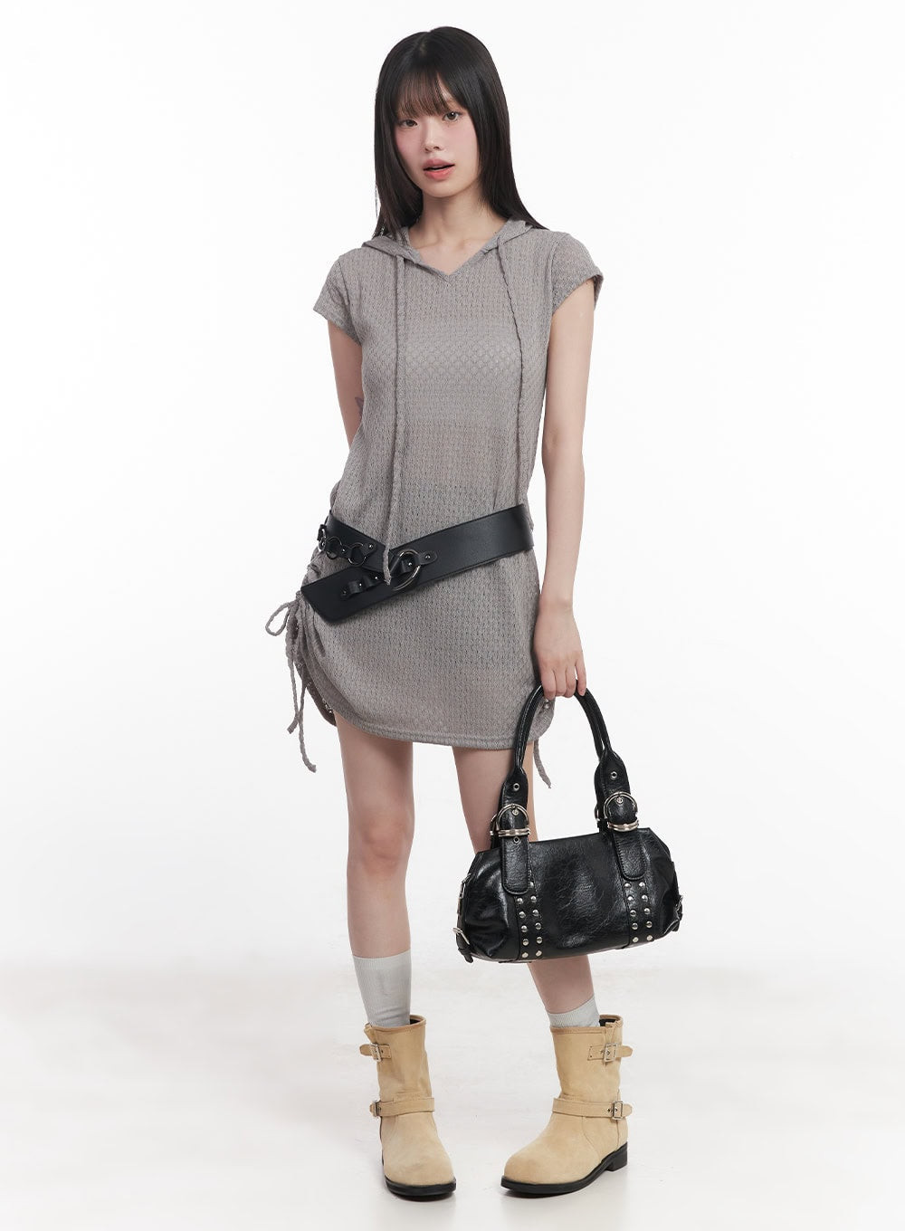 Hooded Loose-Fit Mini Dress CU505