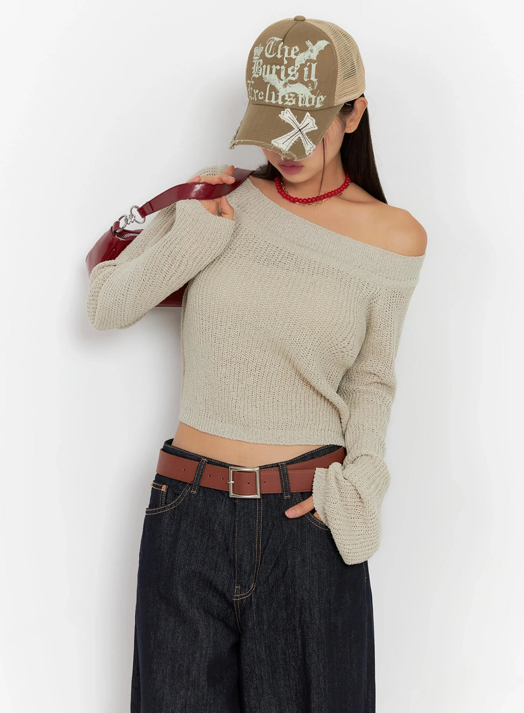 Long Sleeve Off-Shoulder Knit IG527