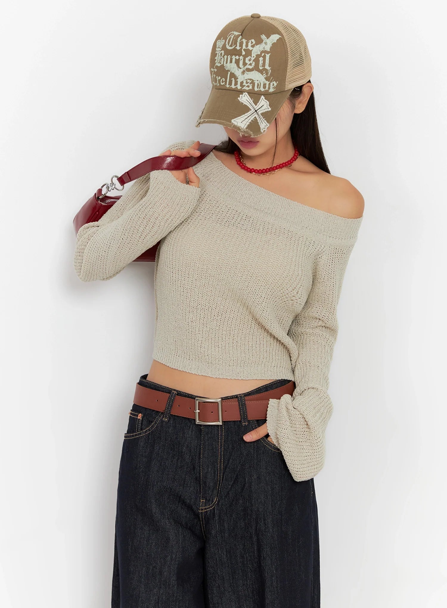 Long Sleeve Off-Shoulder Knit IG527