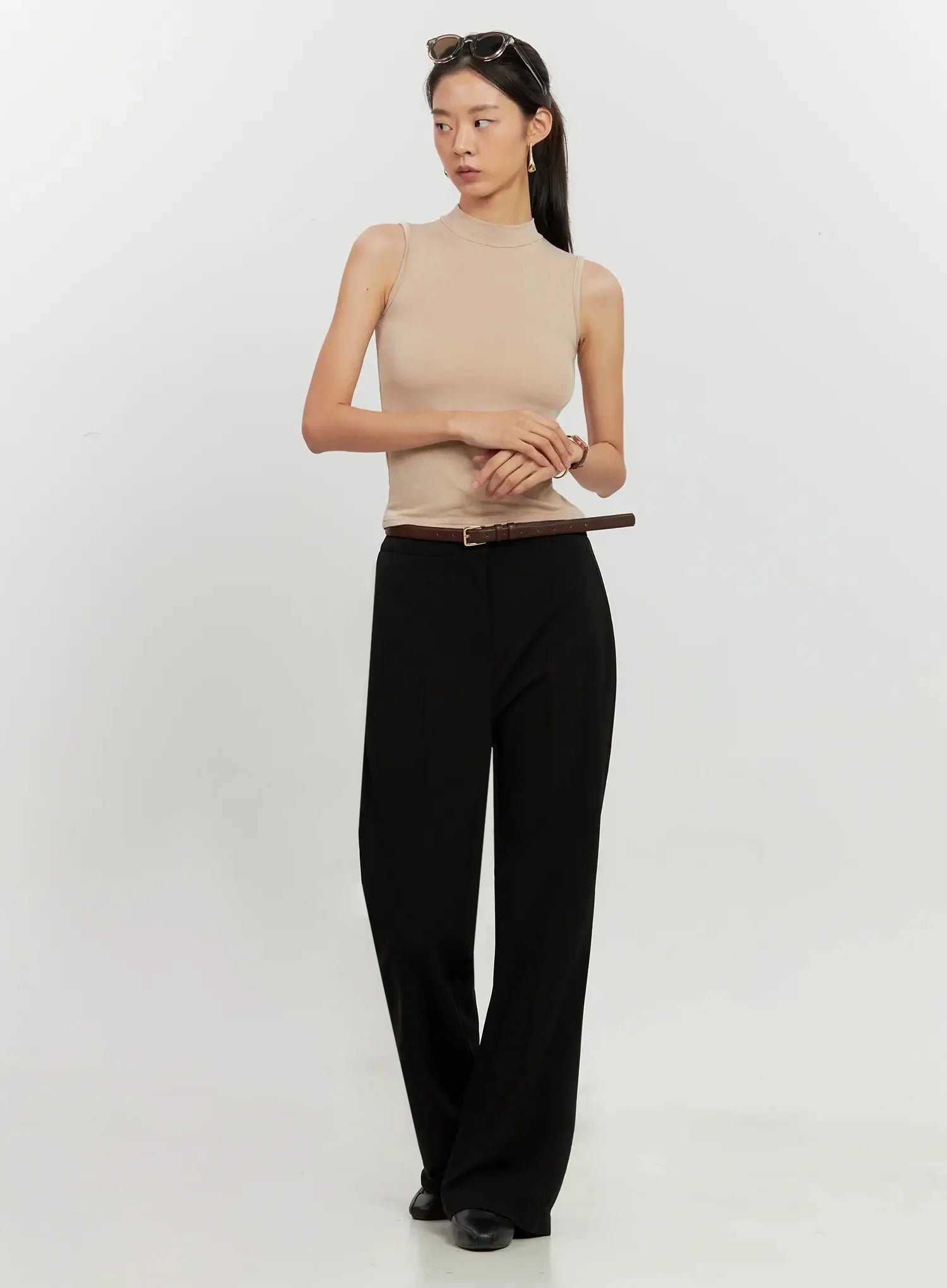 Mock Neck Sleeveless Top IL528