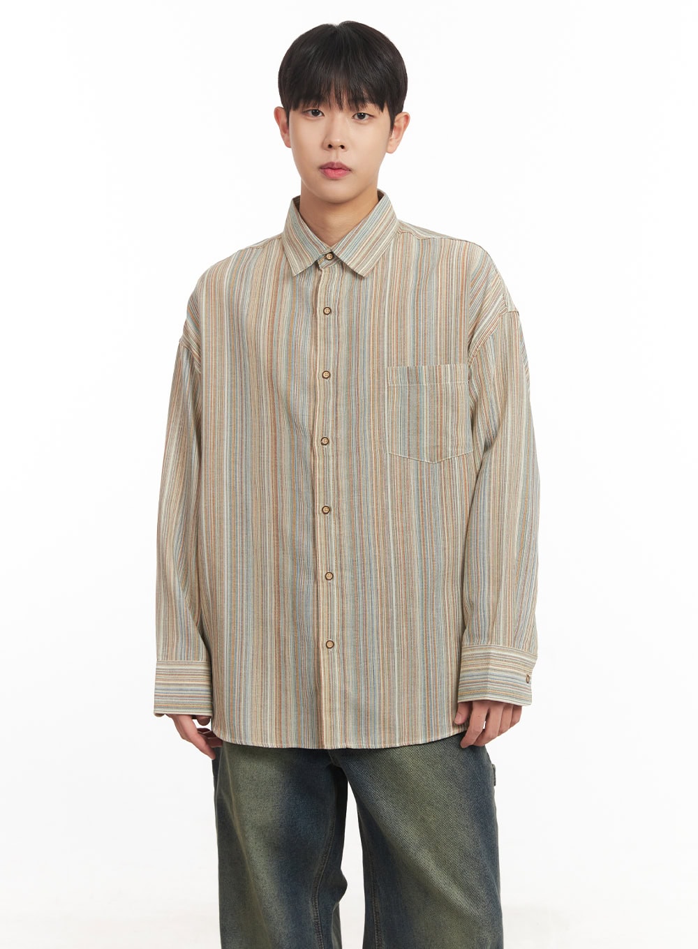 Men's Oversize Stripe Collared Shirt IM527