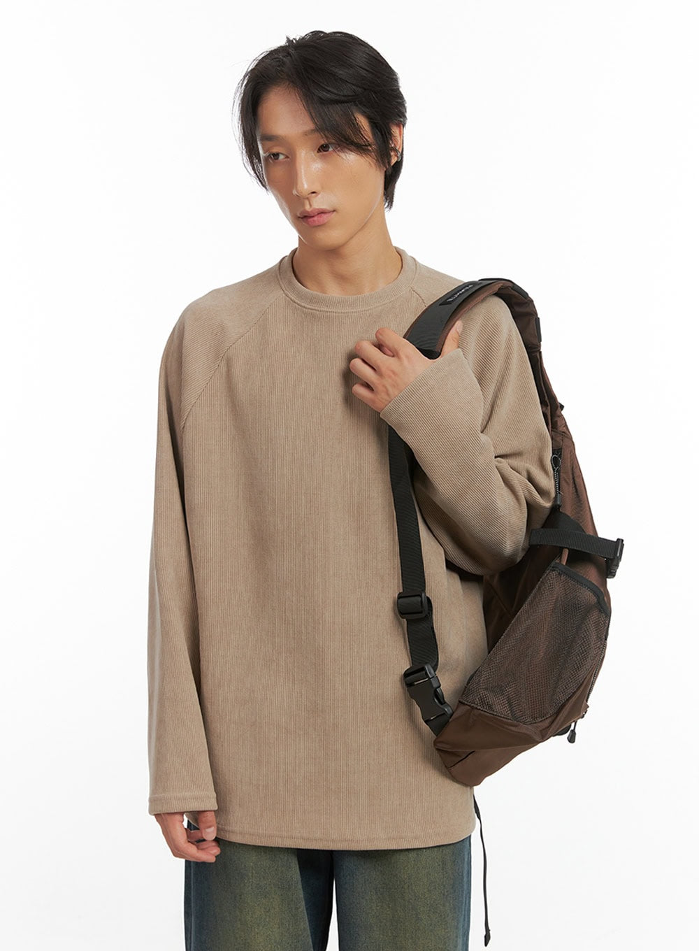 Men's Ribbed Raglan Long Sleeve Tee IO402