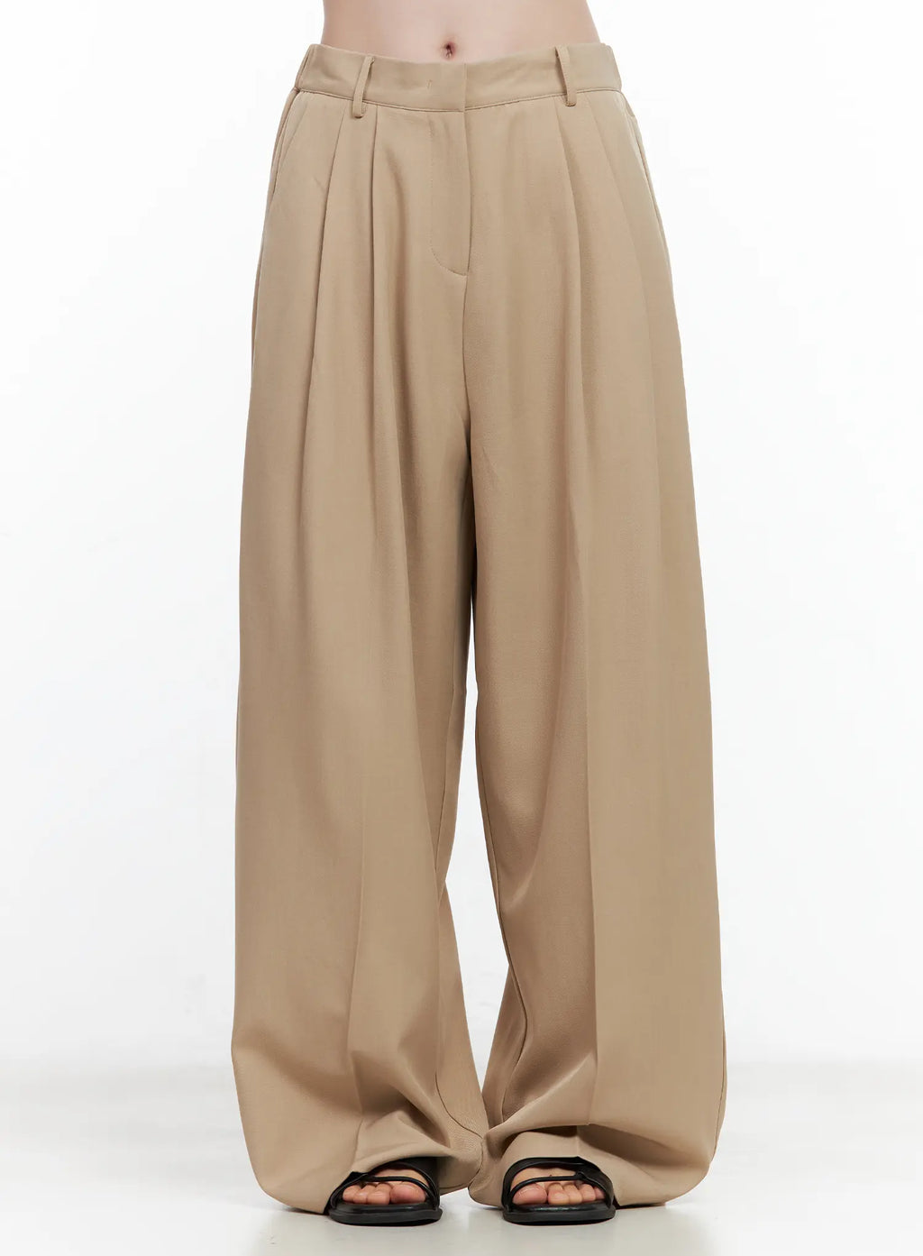 Wide-Leg Pintuck Slacks CL502