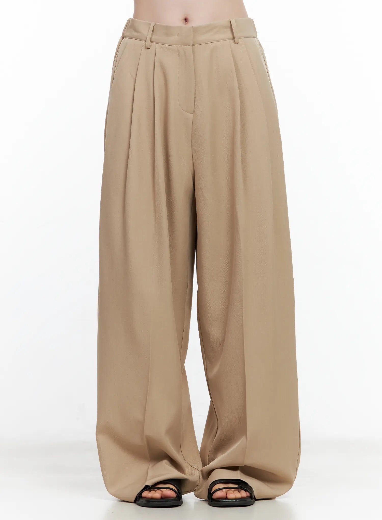 Wide-Leg Pintuck Slacks CL502