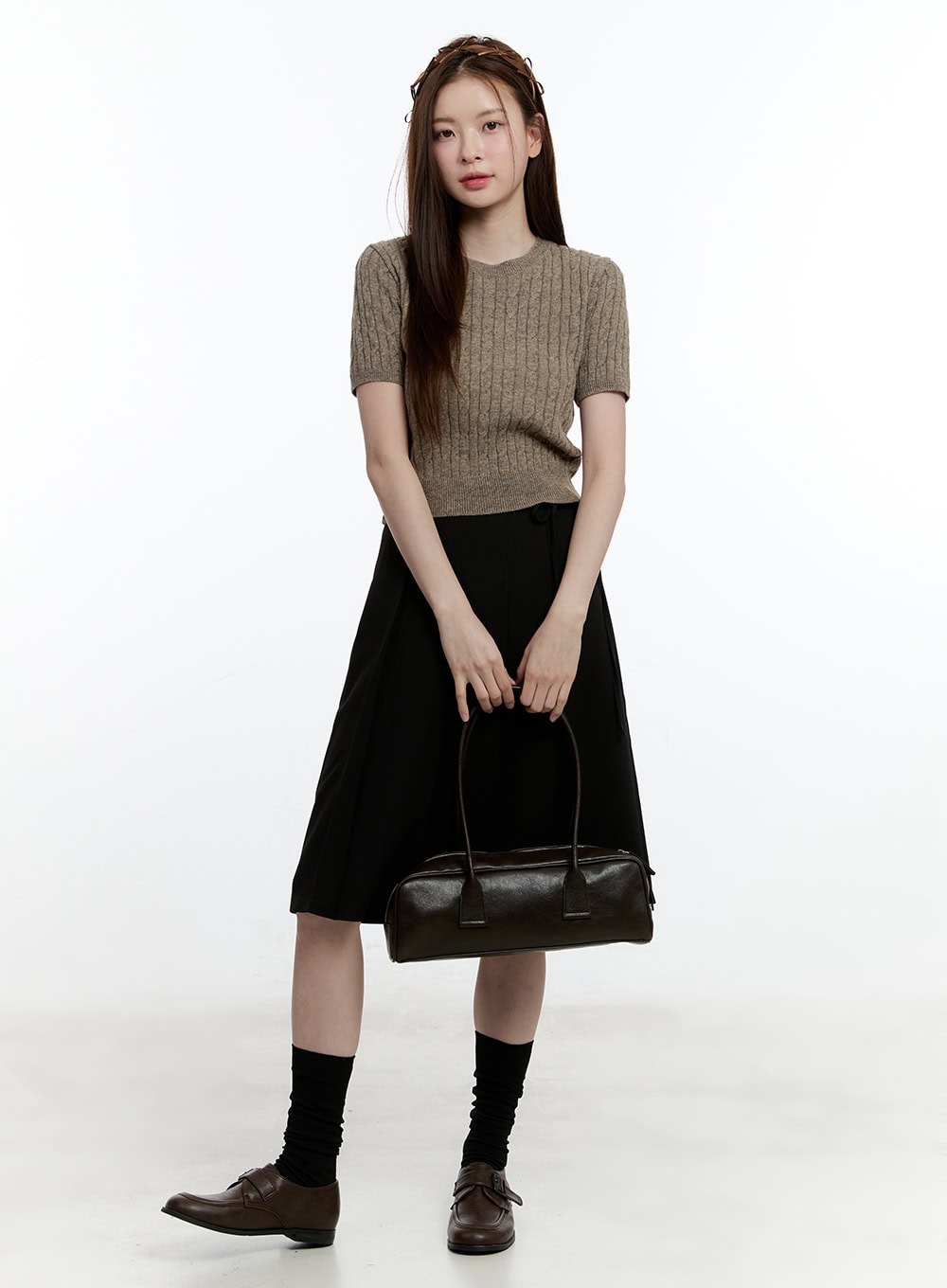 Cable Knit Short Sleeve Sweater CM521