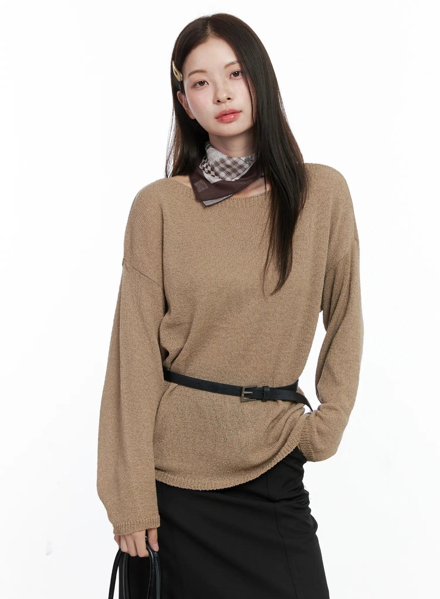 Oversized Boatneck Knit Sweater CO506