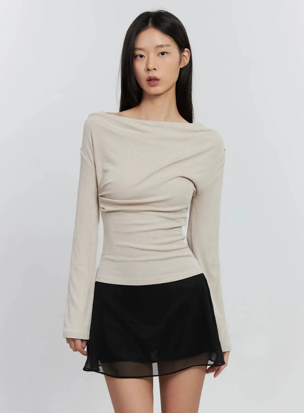 Asymmetric Long Sleeve Top IS516