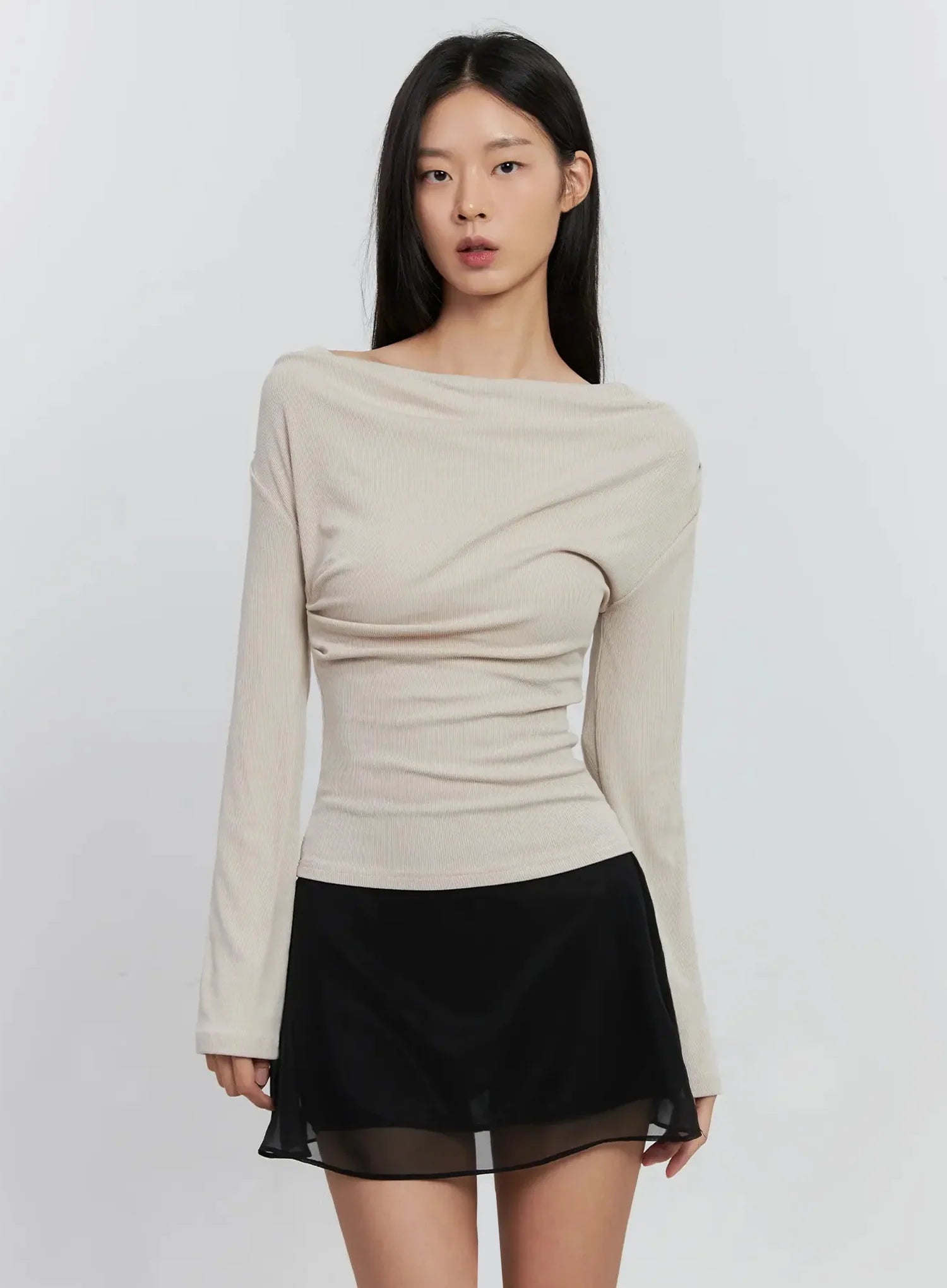 Asymmetric Long Sleeve Top IS516