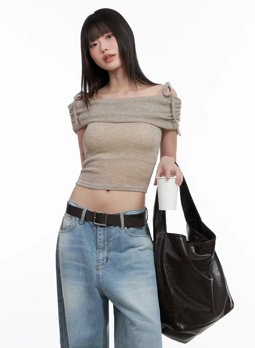 Textured Off-Shoulder Knit Top IL531