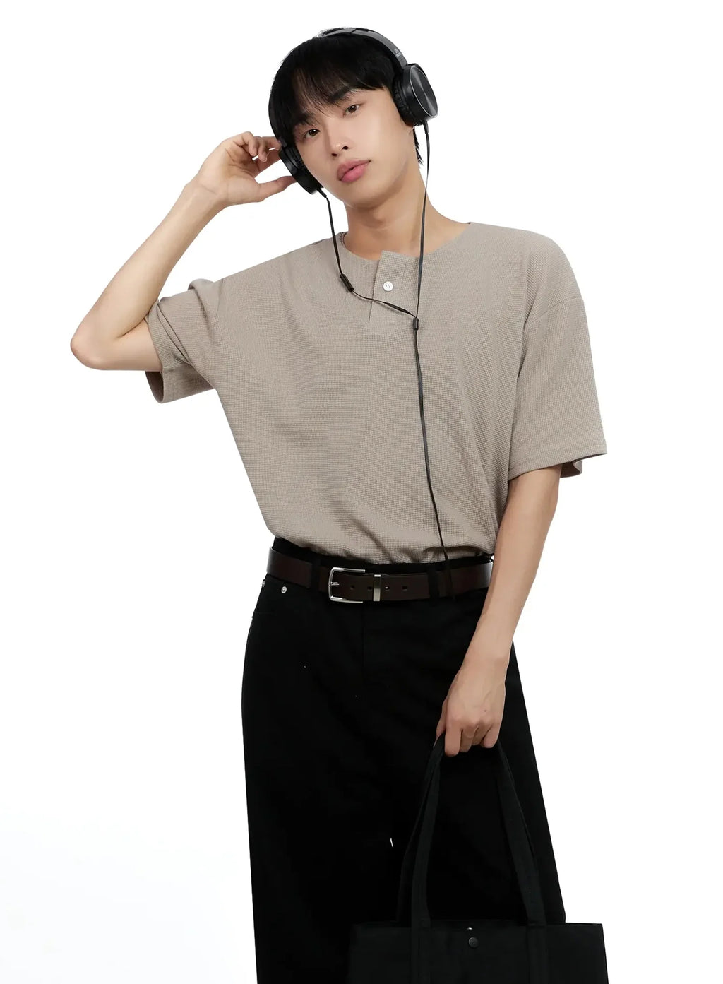 Men's Textured Henley T-shirt IG520