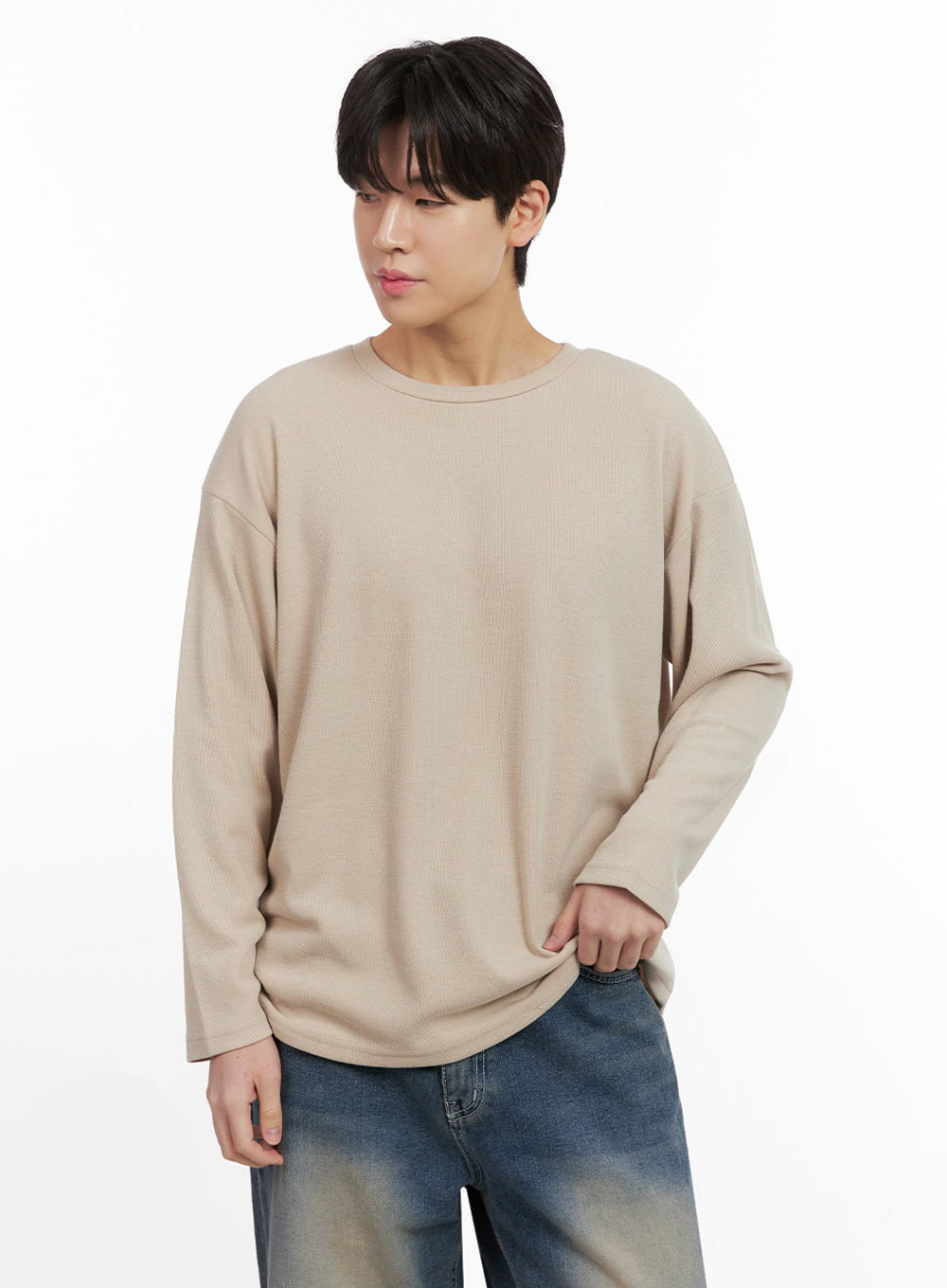 Men's Essential Round Neck Long Sleeve Tee IJ517
