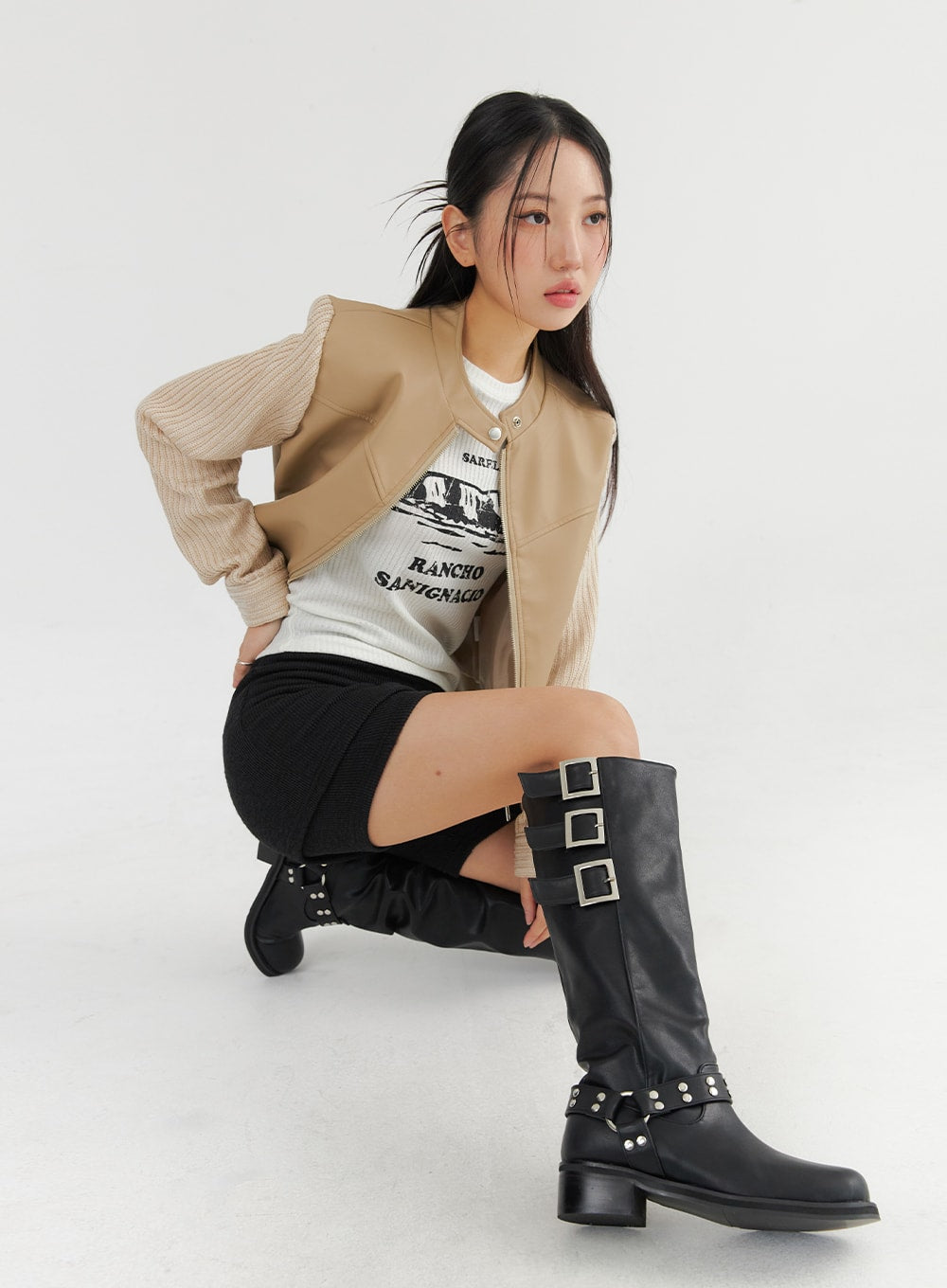 Two-Tone Faux Leather Jacket CO325