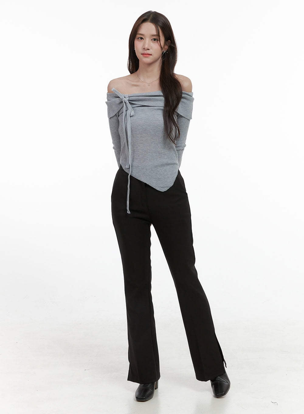 Streamline Fit Slit Poly Rayon Trousers OS416