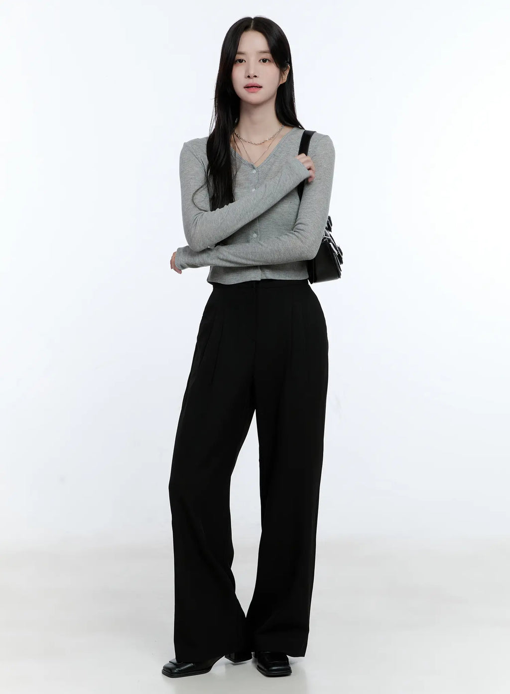 Classic Pintuck Wide-Leg Slacks CG514