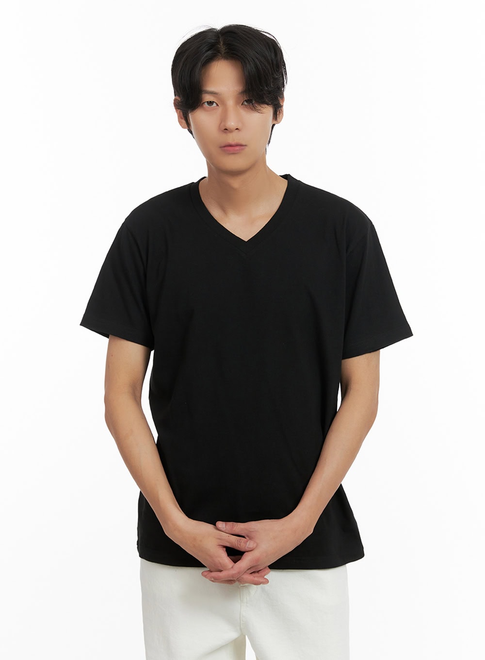 Men's Basic V-Neck T-Shirt (Black) IY402