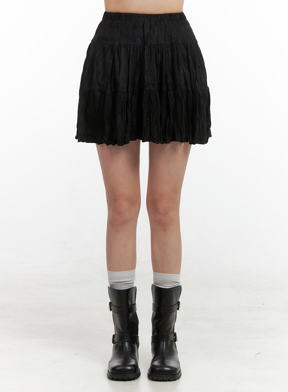 Wrinkled Ruffle Mini Skirt OO416
