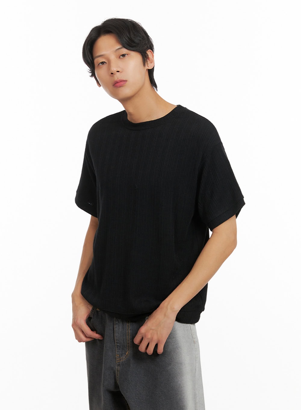 Men's Breezy Stripe T-Shirt (Black) IY416