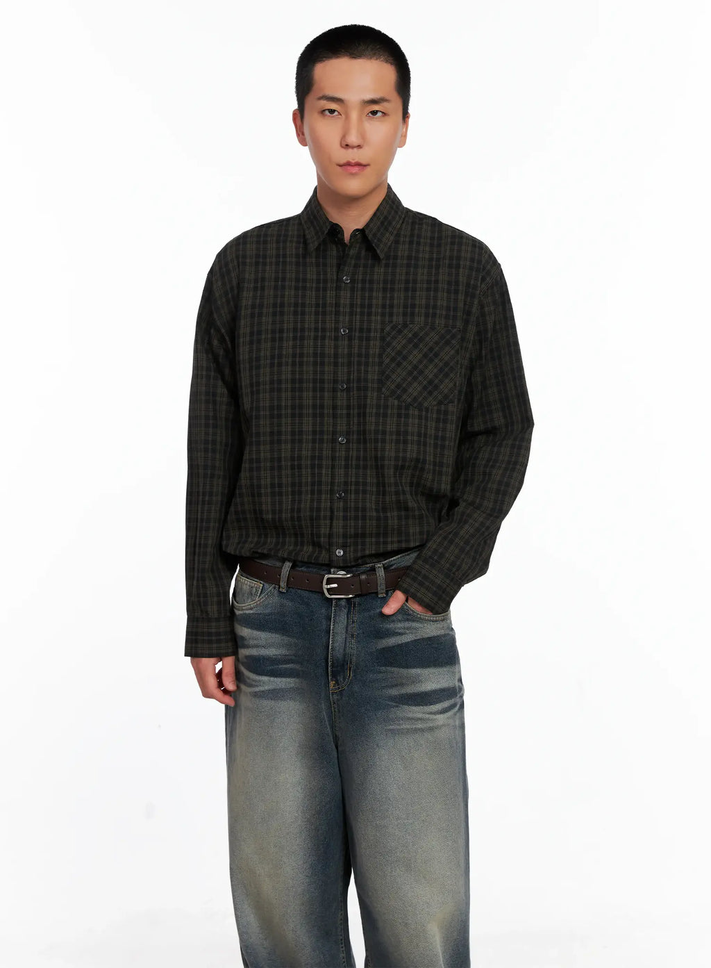 Men's Checkered Button Up Shirt IS510