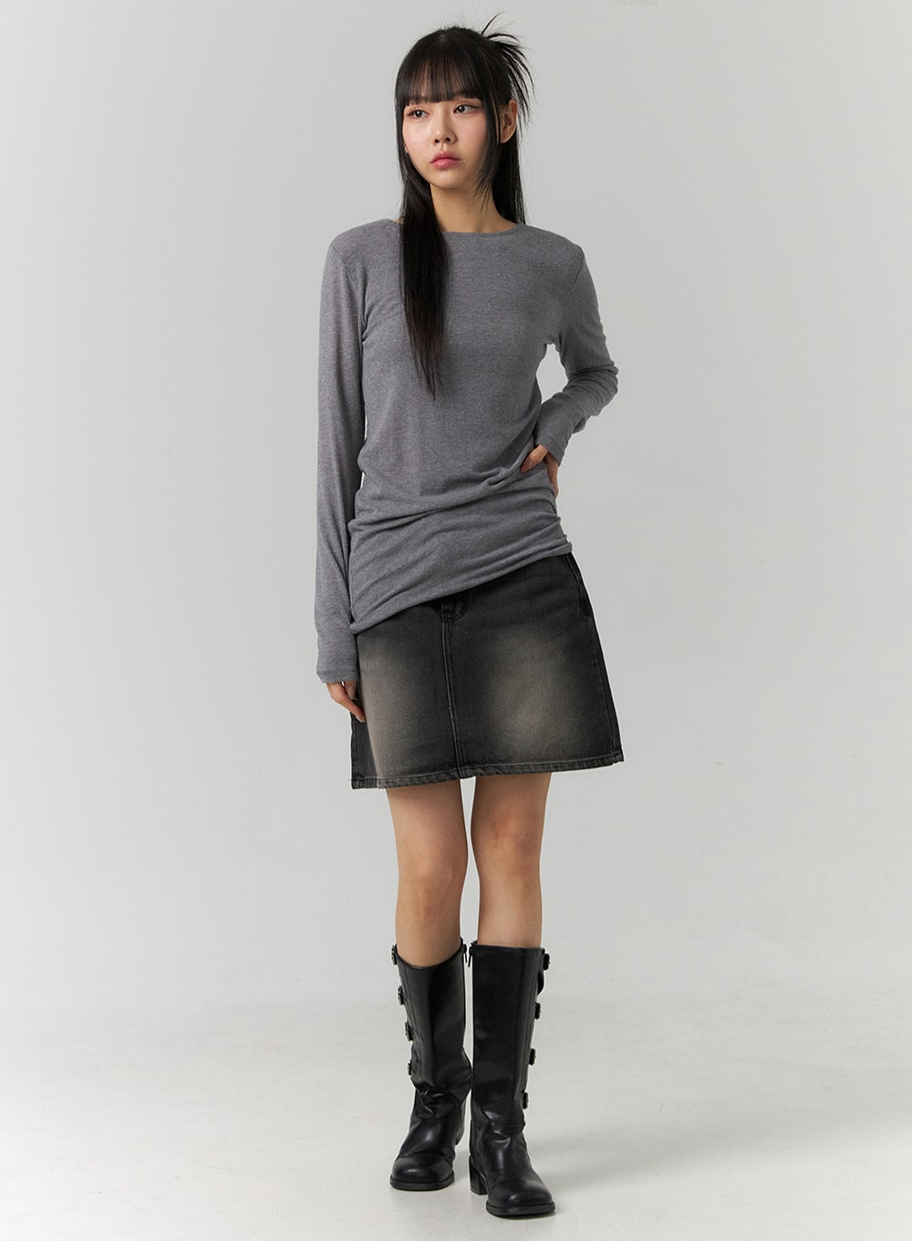 Washed Mini Denim Skirt CD307