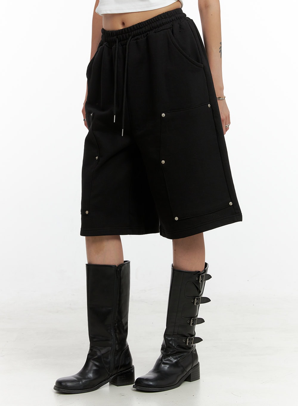 Studded Cotton Sweat Shorts CL405