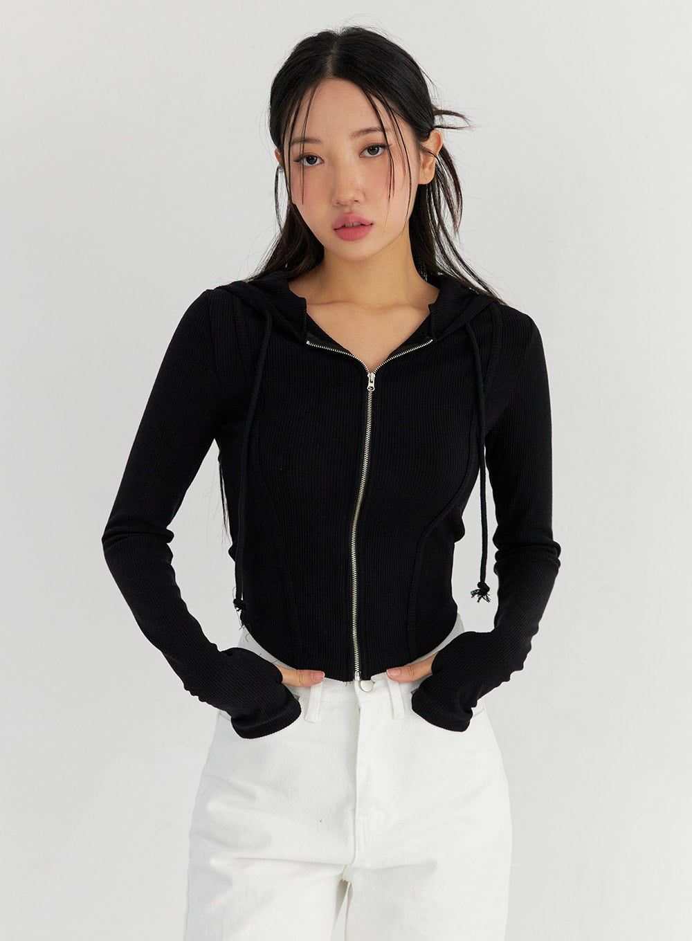Round Hem Hooded Zip-Up CO327