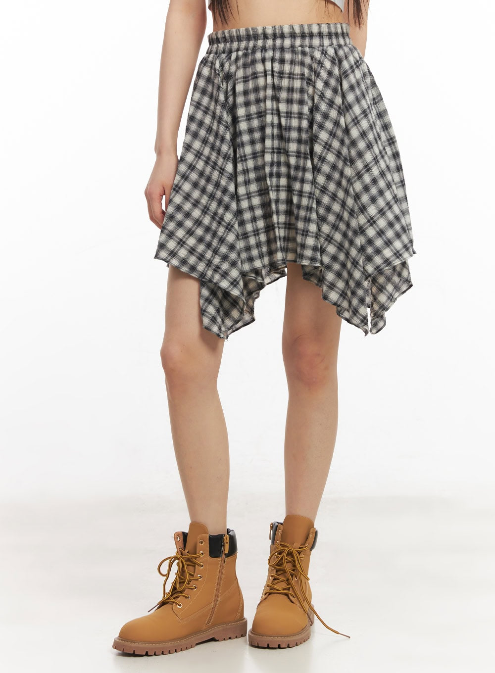 Plaid Ruffle Mini Skirt CA523