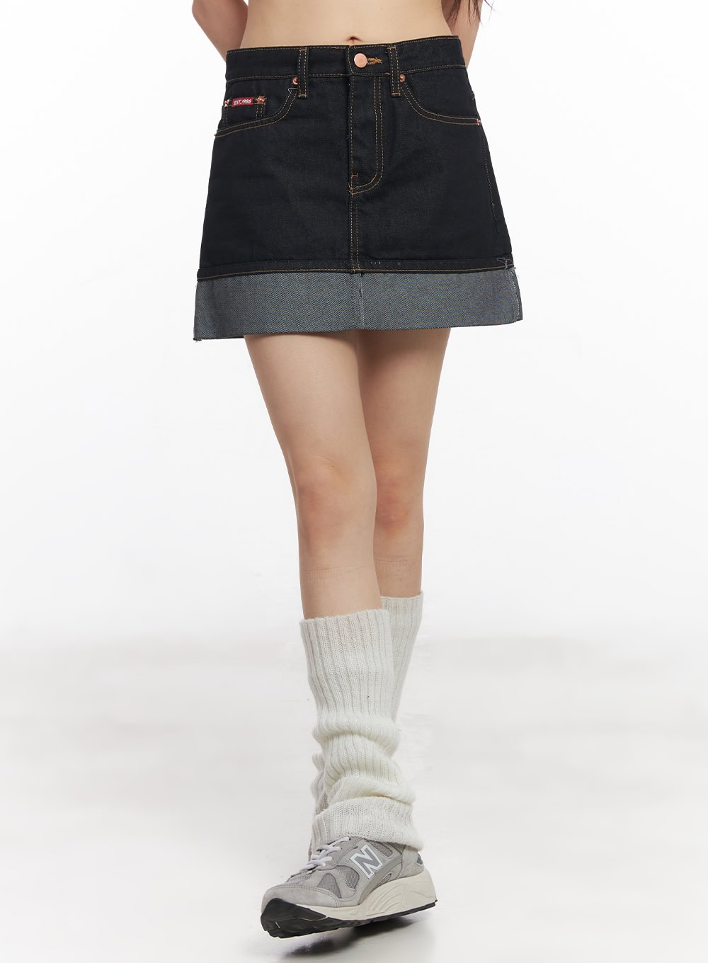 Denim Roll-Up Mini Skirt CY514