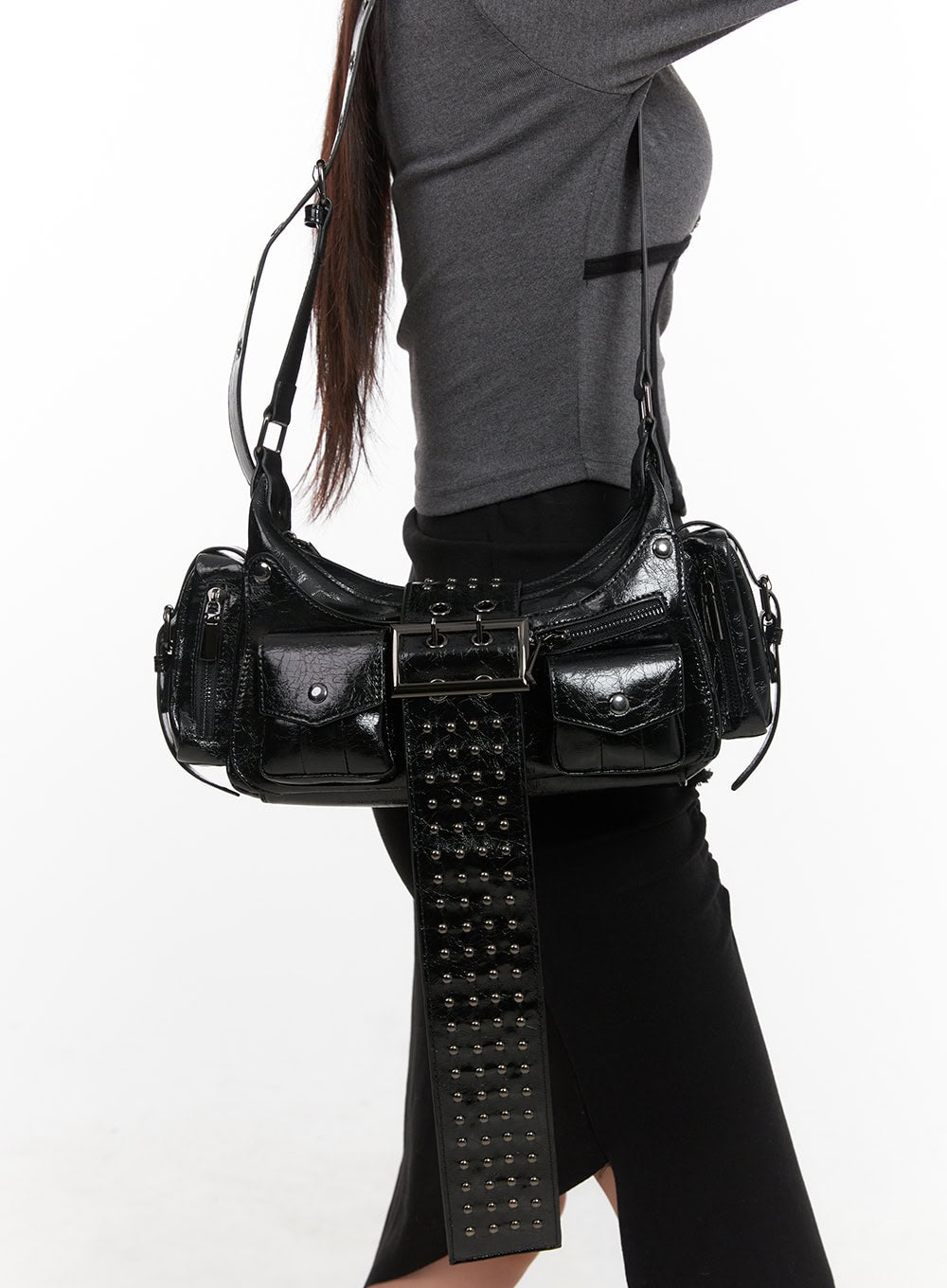 Studded Buckle Shoulder Bag CD411