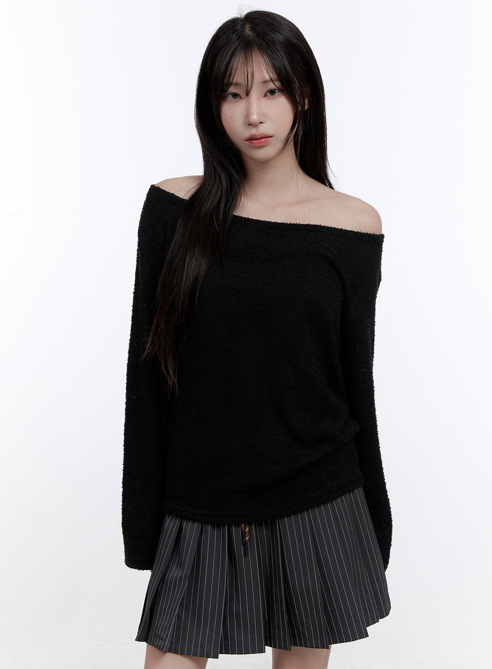 Fuzy Soft Off Shoulder Long Sleeve Top CO418