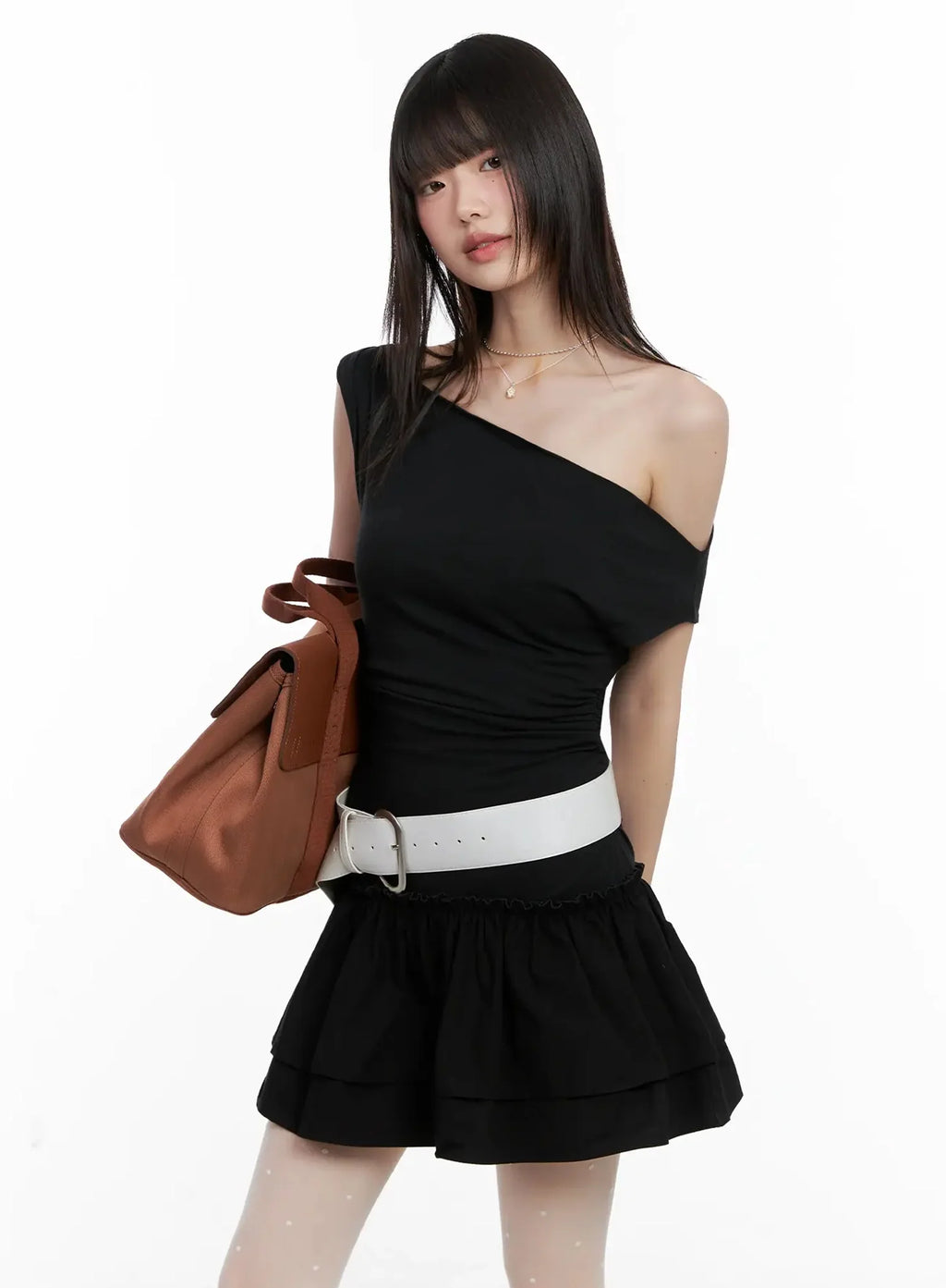 Asymmetrical Ruffle Off-Shoulder Dress IL531